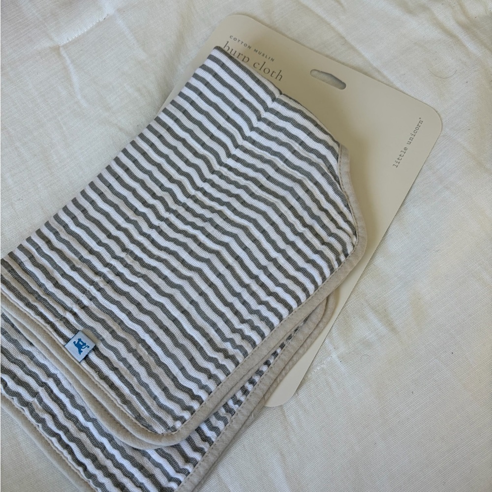 Striped Cotton Burp Cloth - Gray & White